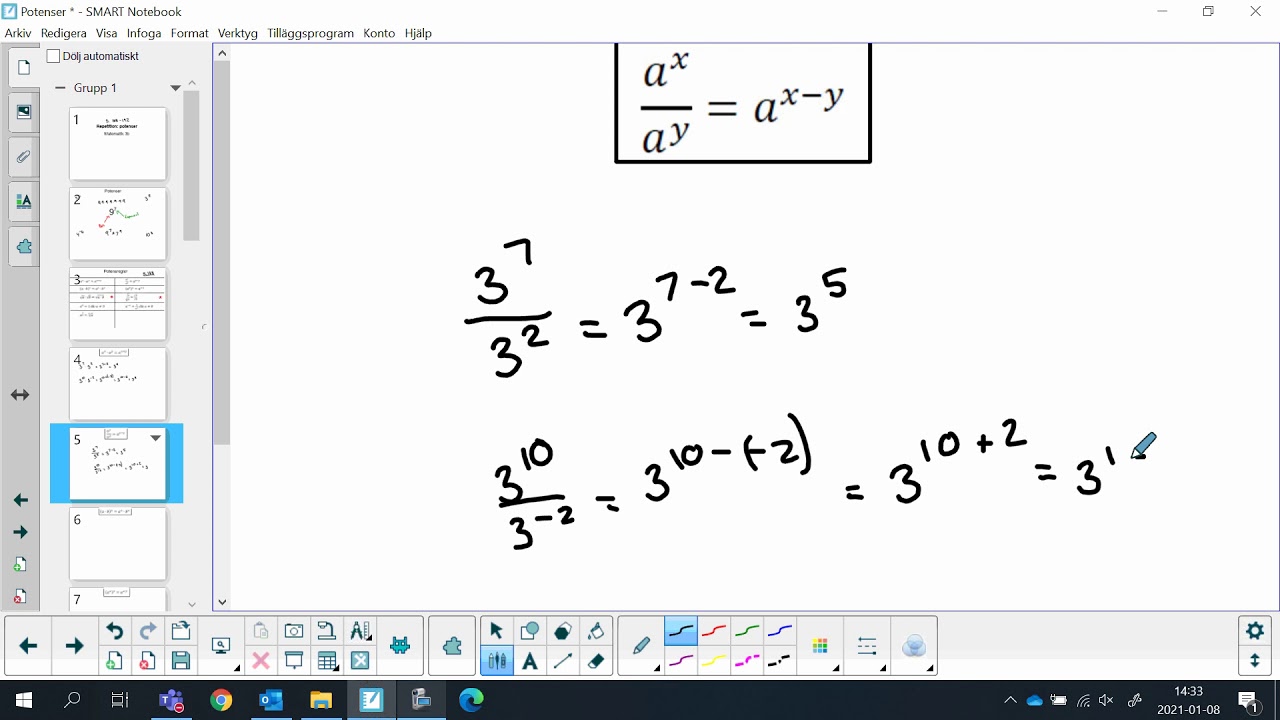 Matematik 3b: Repetition av potenser och potensregler