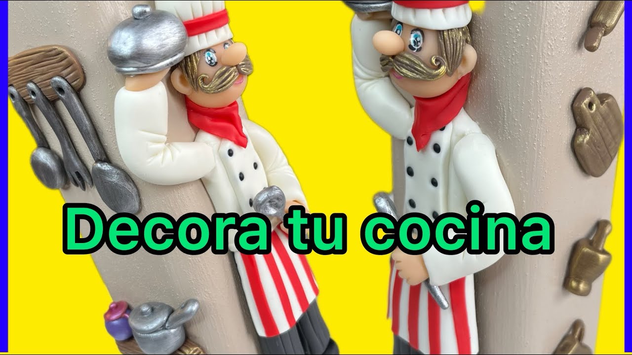 (Paso a paso) CHEF /cocinero- botella reciclada + porcelana fría /pasta flexible/porcelanicron