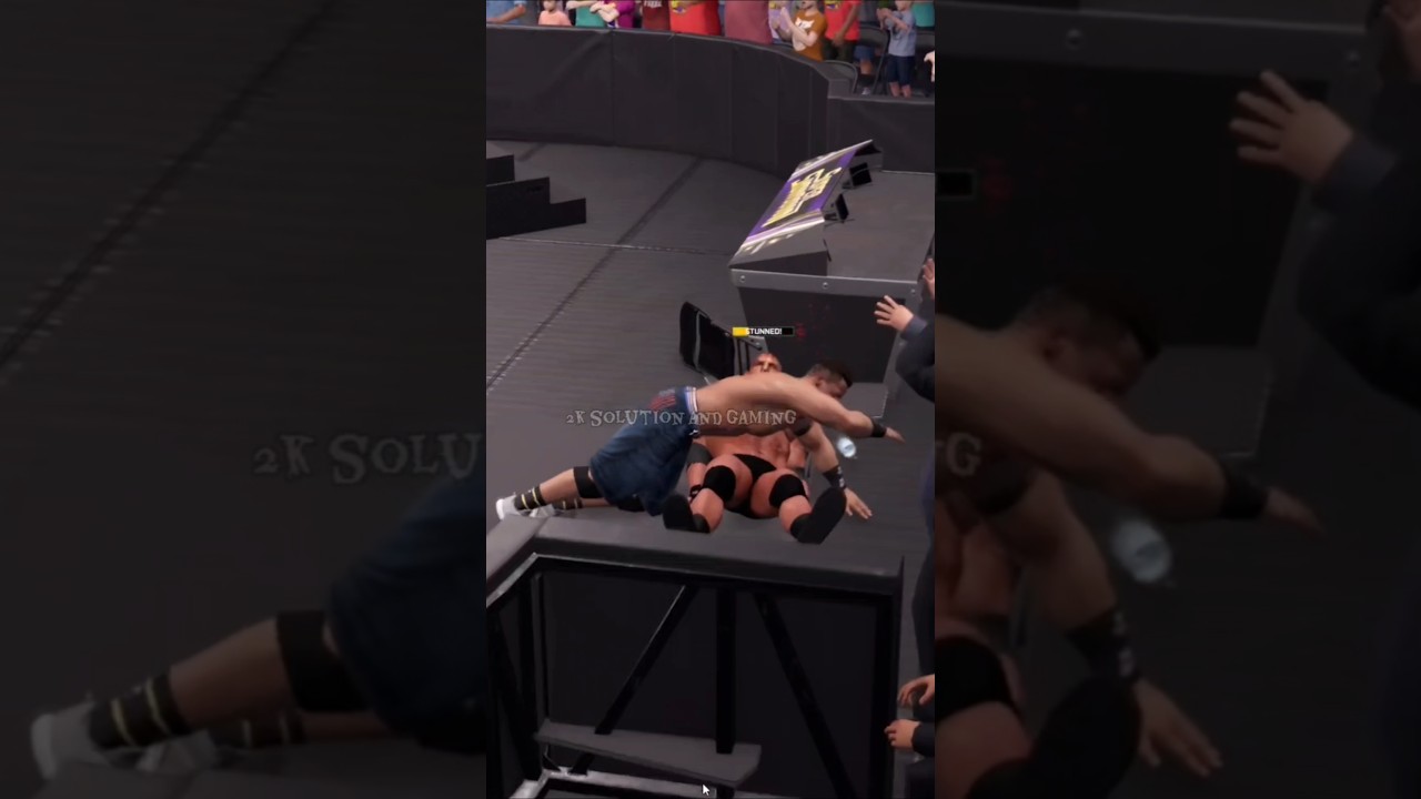 JOHN CENA TOP ROPE JUMP FOR COMMENTRY TABLE #wwegameplay #wwe #wwegaming #wwegames #shortvideo
