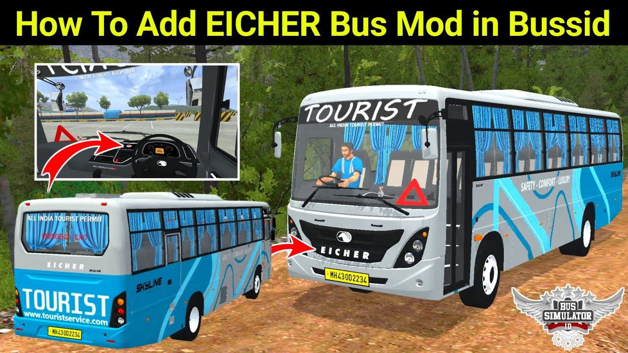 How to Add Eicher Bus Mod in Bus Simulator Indonesia | Eicher Skyline Bus Mod | Tourist Bus Mod