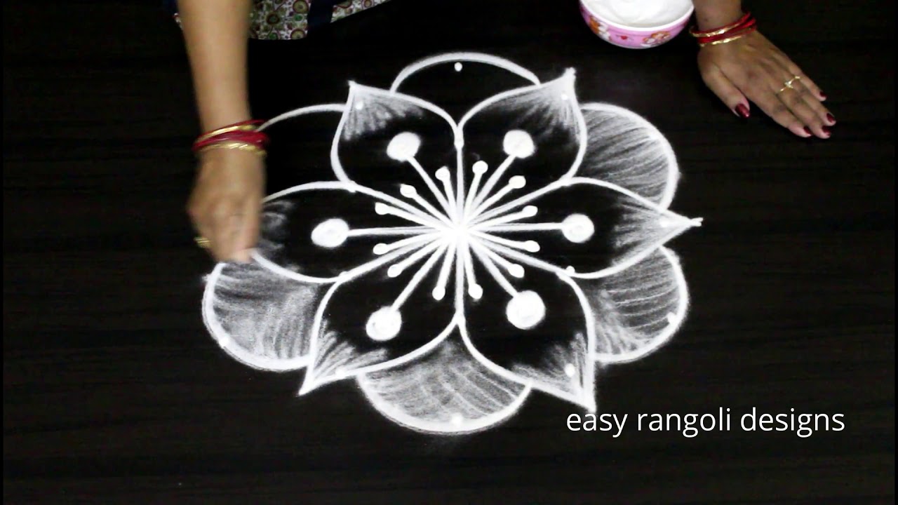 Creative rangoli  kolam  || easy rangoli designs with 5 dots ||  new muggulu