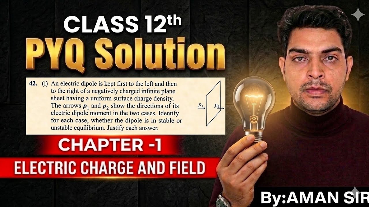 42.(i) An electric dipole is kept first to the left and then to the right of a negatively charged 