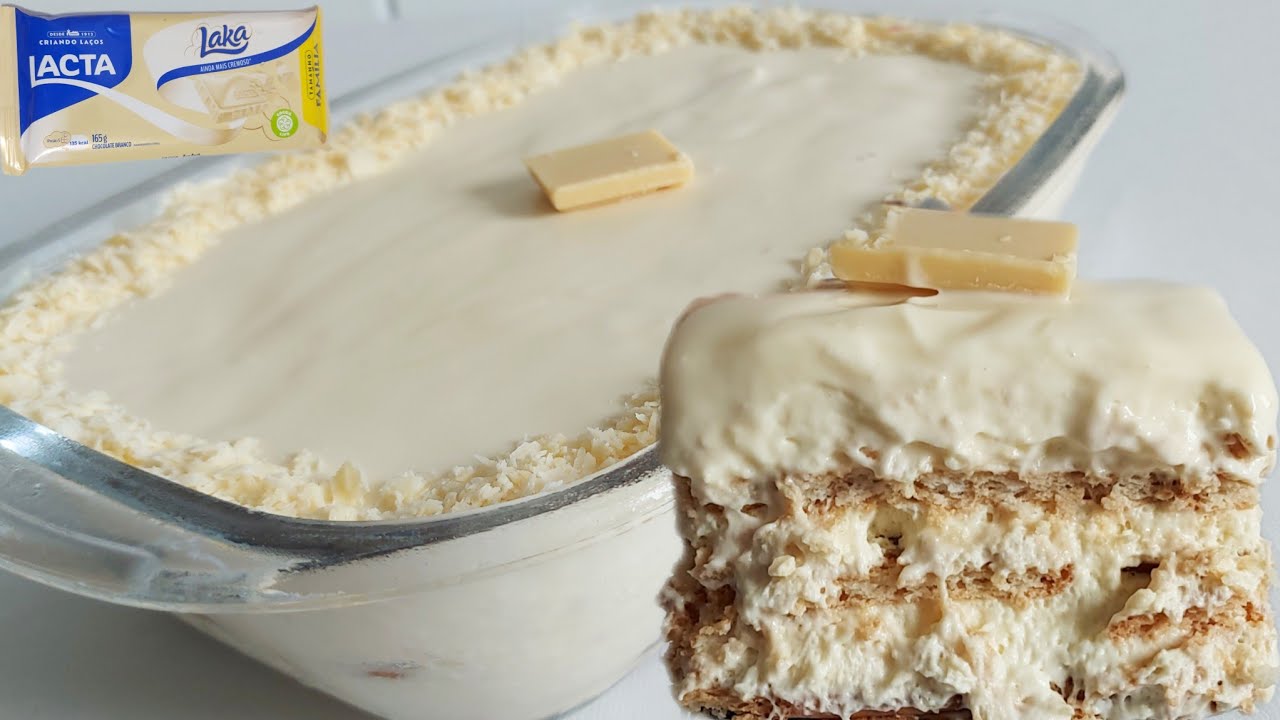 SOBREMESA FÁCIL E RAPIDA DE CHOCOLATE BRANCO- PAVÊ DE CHOCOLATE BRANCO -SOBREMESA DE NATAL!