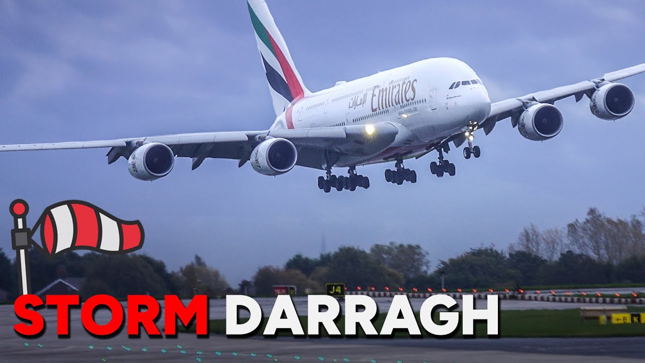 ✈️ STRONG WINDS at Manchester Airports | Storm Darragh