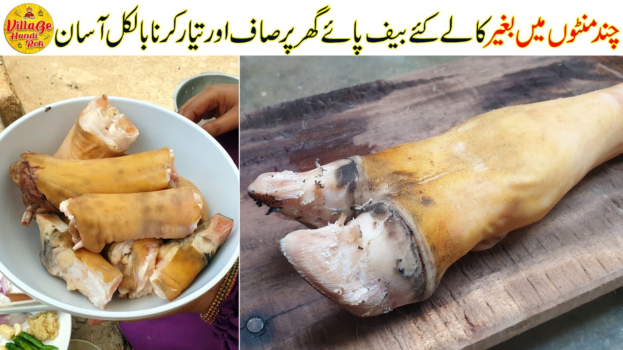 How to Clean and Make Beef Paya | بیف پائے صاف کرنے اور بنانے کا آسان طریقہ | Village Handi Roti