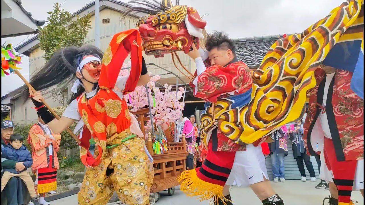 公民館前～地区廻し｜波岡獅子舞 2025｜富山県高岡市波岡｜Takaoka Lion Dance