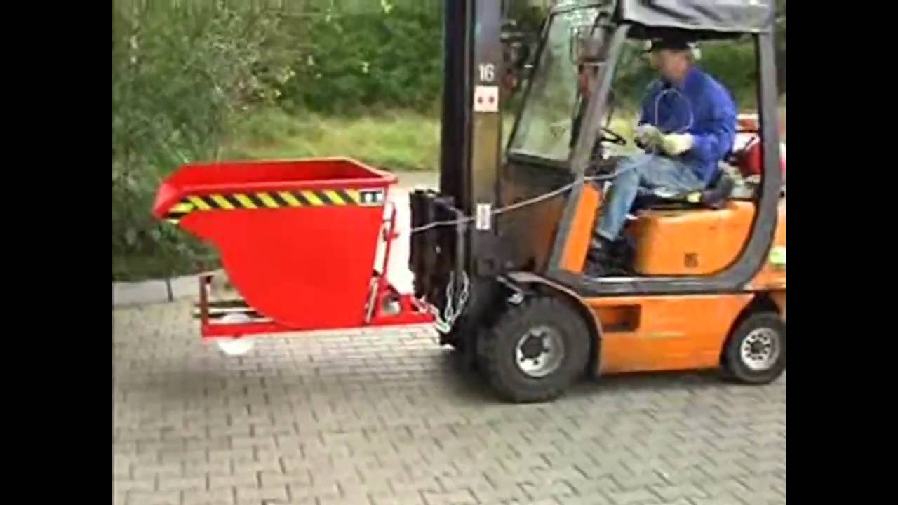 Cassone ribaltabile per trucioli con ruote in poliammide