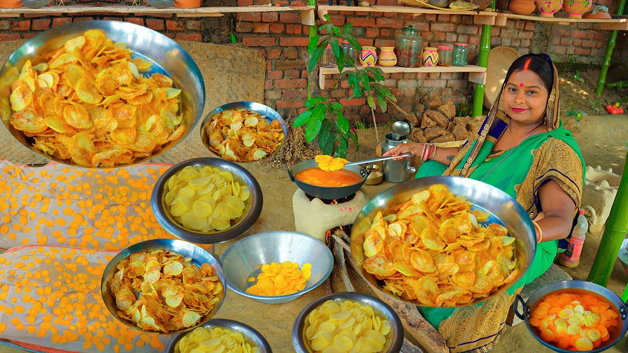आलू चिप्स नमकिनी आलू के चिप्स बनाए 5 मिनट मे SUN Dried Potato Wafers- Potato Chips-Aloo Chips Recipe