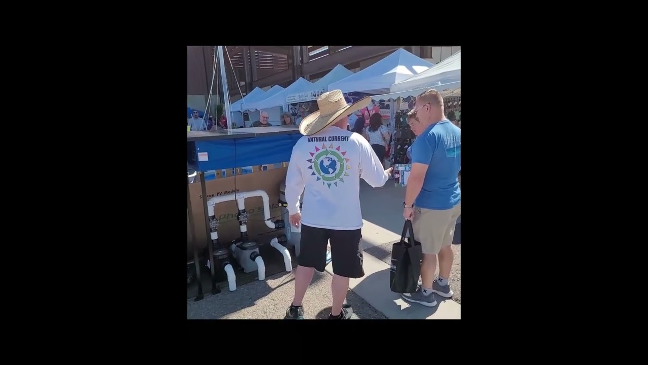 Solar swimming pool pump customer questions at the home show 2022 - arizona state fairgrounds