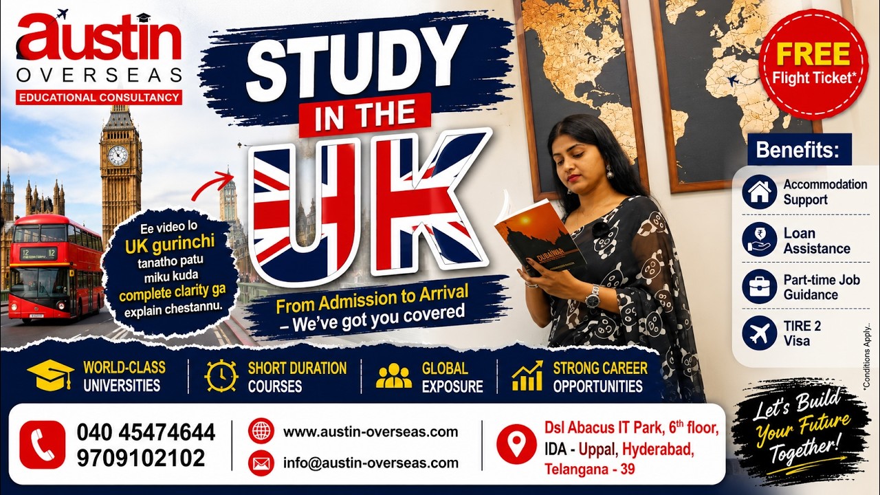 Study in UK Complete Guide 2026 | UK Student Visa Telugu | Austin Overseas #uk #studentvisa #visa