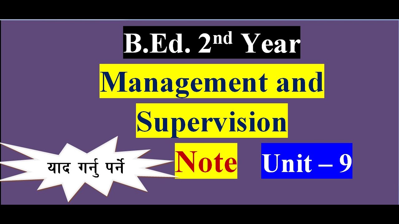 Management and Supervision of HPE/Unit-9 Training in Health and Physical Education/Note/B.Ed2nd Year