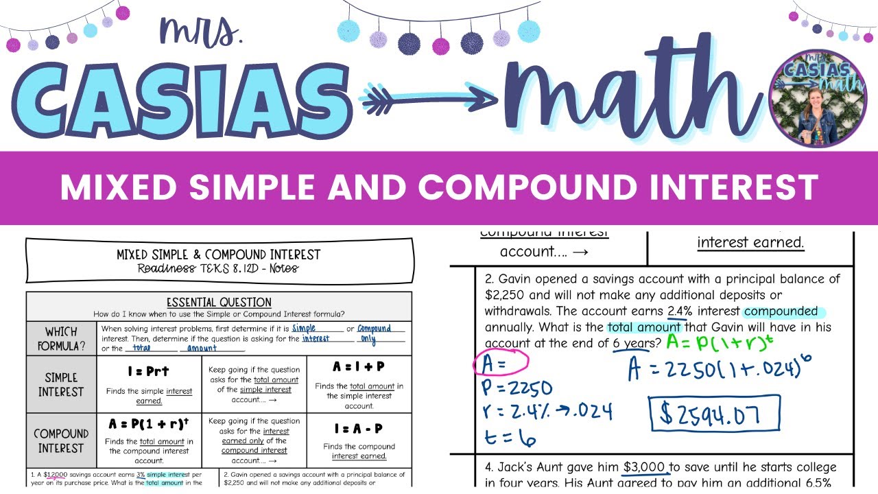 Mixed Simple and Compound Interest | 8th Grade Math Pre-Algebra