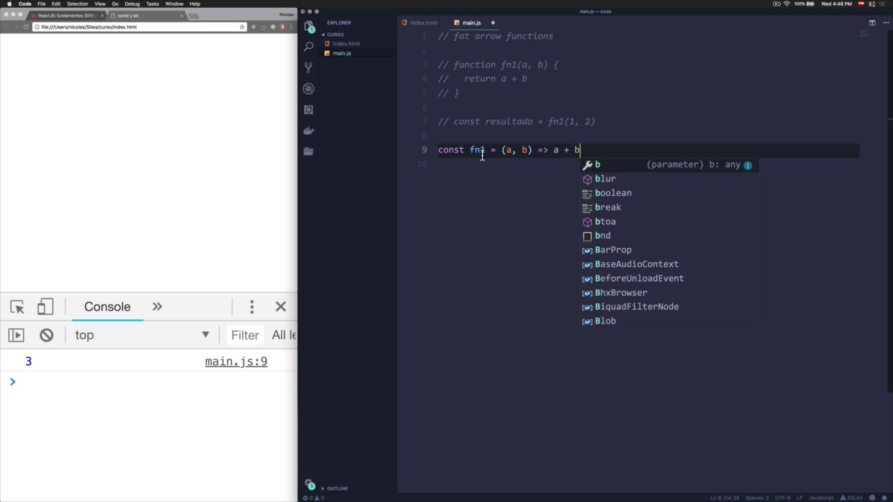 ReactJS: de cero a experto. Fat arrow functions