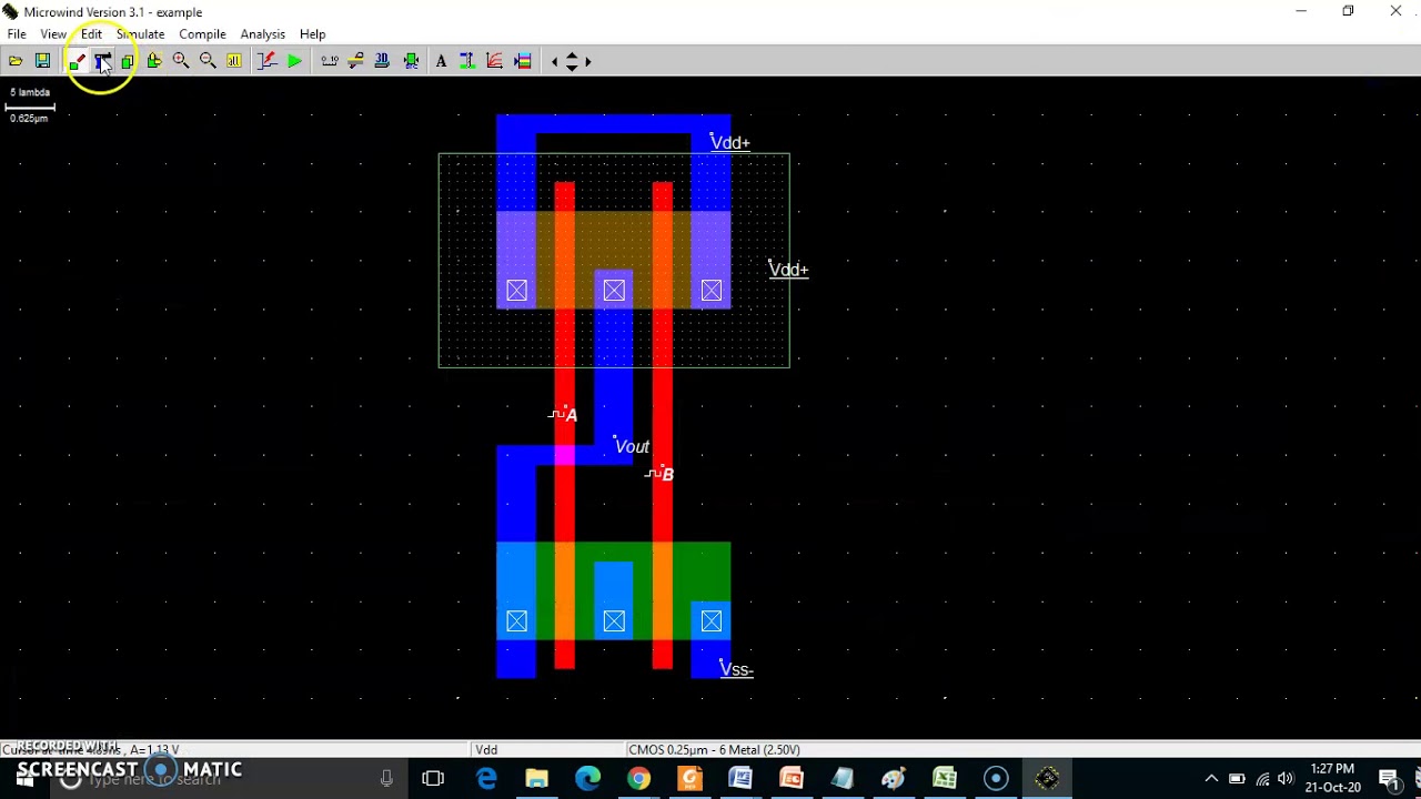 Lecture8_Part 1_CMOS 2:1 MUX using NAND gate  in Microwind