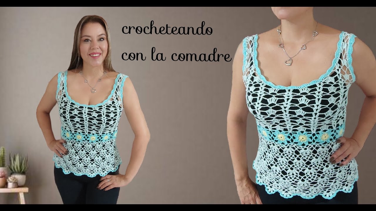 BLUSA DANA CON GRANNY DE FLORES  A CROCHET PARTE #1 FACIL Y RAPIDO CON LA COMARE