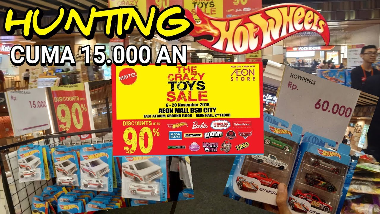 HUNTING HOT WHEELS DI TOYS CRAZY SALE AEON MALL BSD,  CUMA 15.000 AN