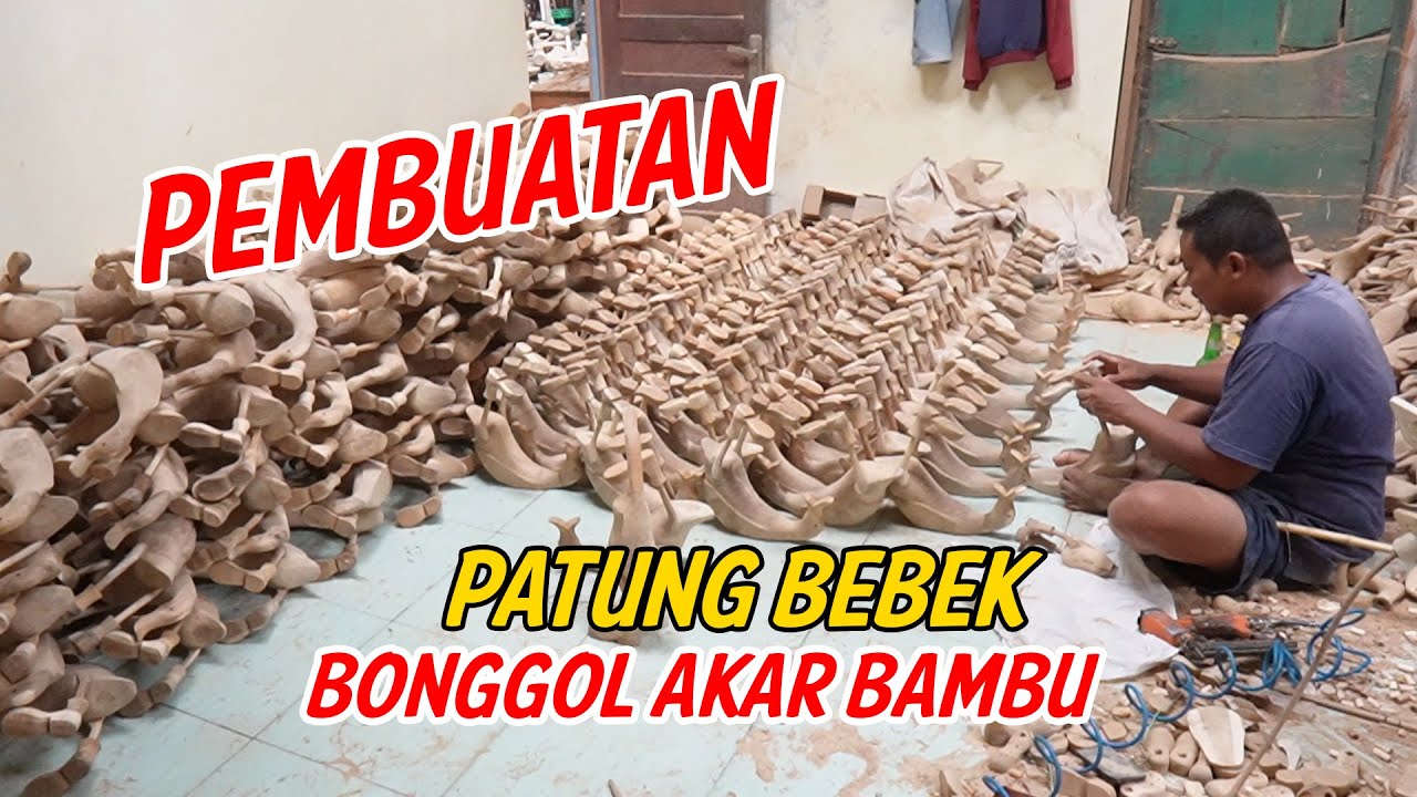 MANFAATKAN BONGGOL AKAR BAMBU JADI KERAJINAN BEBEK PRODUKNYA SAMPAI LUAR NEGERI