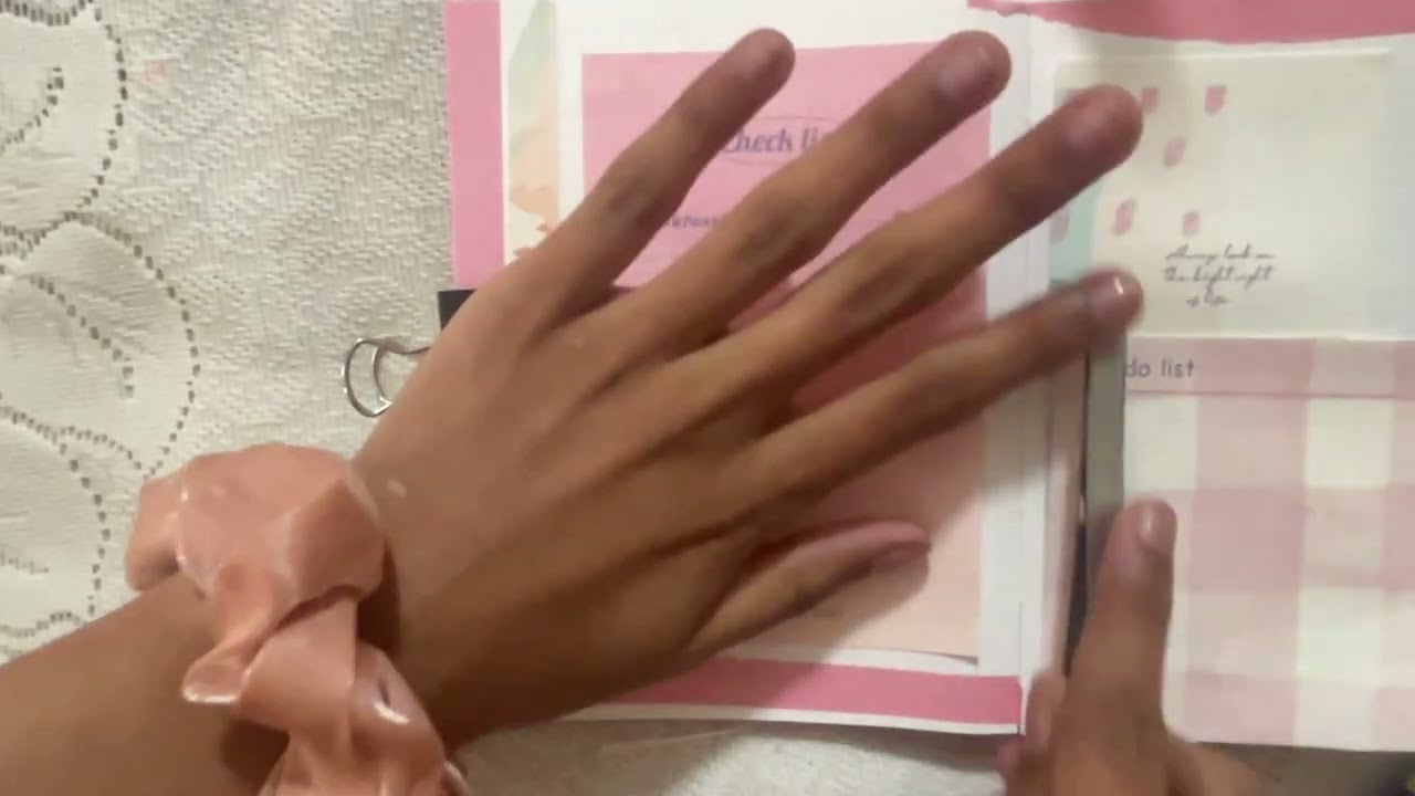 Sweet pink scrap book. ASMR diary journaling. ￼