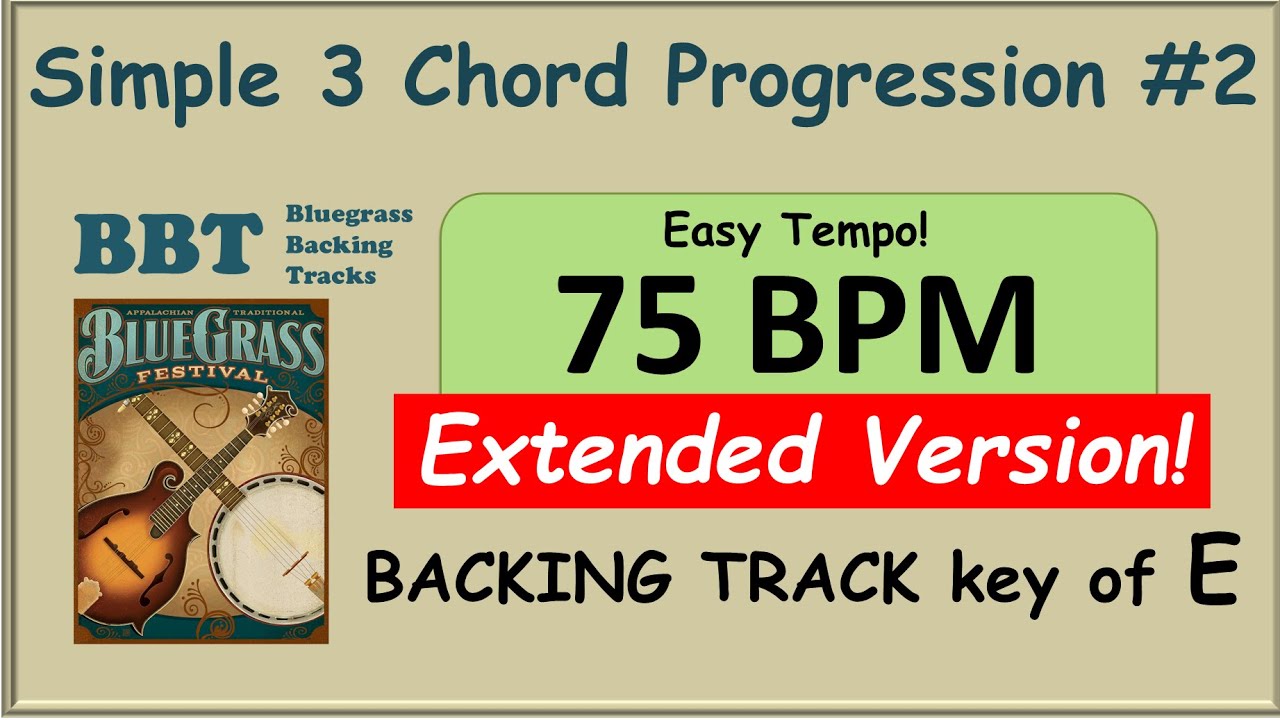 3 Chord Progression #2 in E bluegrass backing track