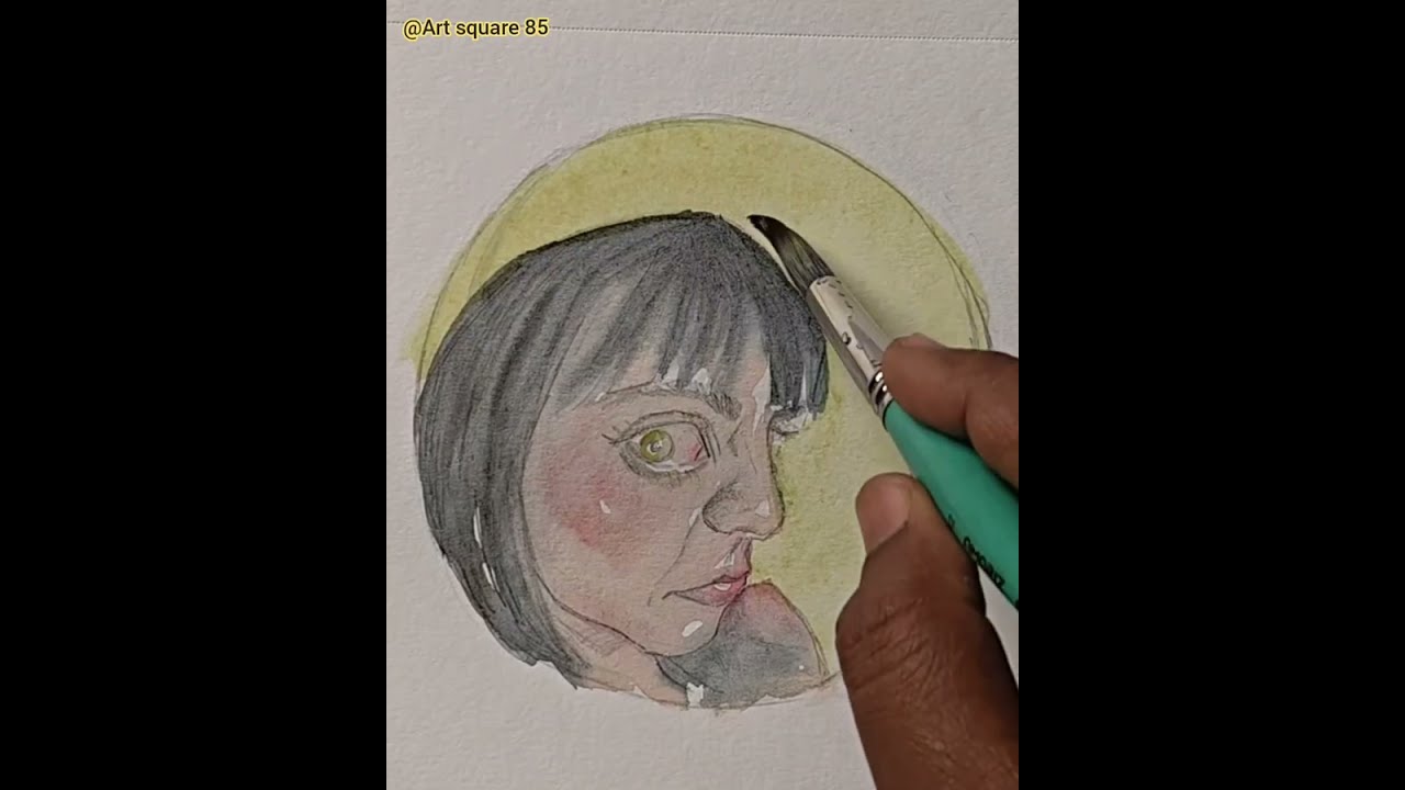 Рисунок сердитой женщины, выполненный акварелью.