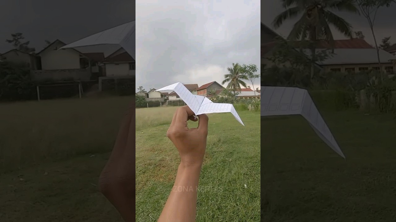 Cara membuat pesawat kertas terbang unik sayap mengepak #pesawatkertas #paperplane #batplane