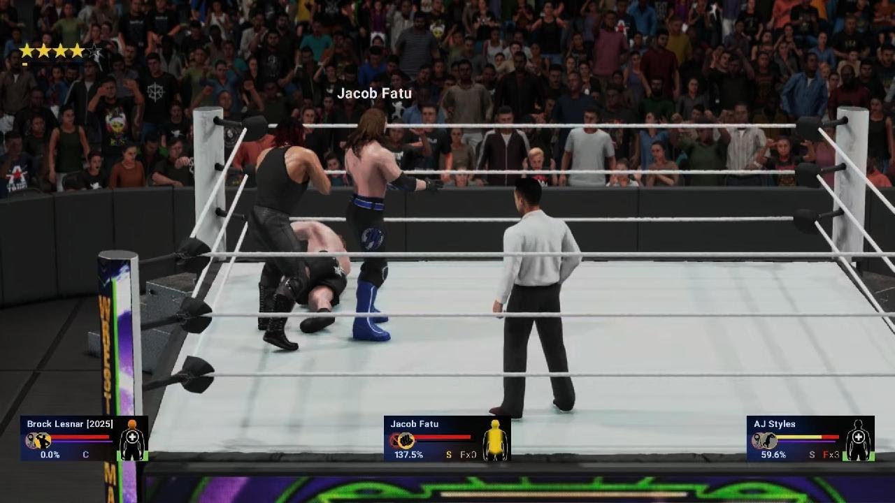 AJ Styles Vs Jacob Fatu Vs. Brock Lesnar (WWE 2K19/ Super Heavyweight Championship)