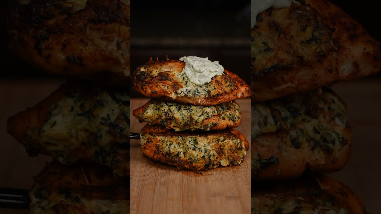 Куриная грудка, фаршированная шпинатом и артишоками