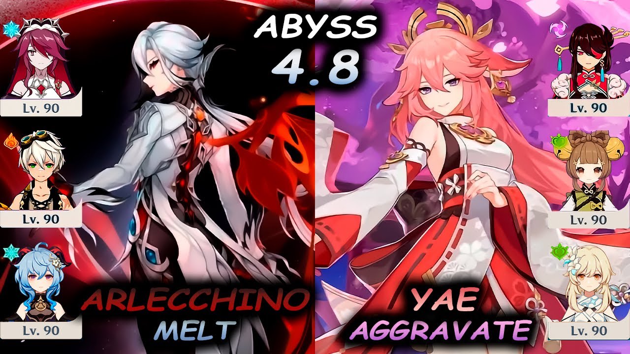 C3 Arlecchino Melt & C0 Yae Aggravate | Spiral Abyss 4.8 | Genshin Impact | 4K