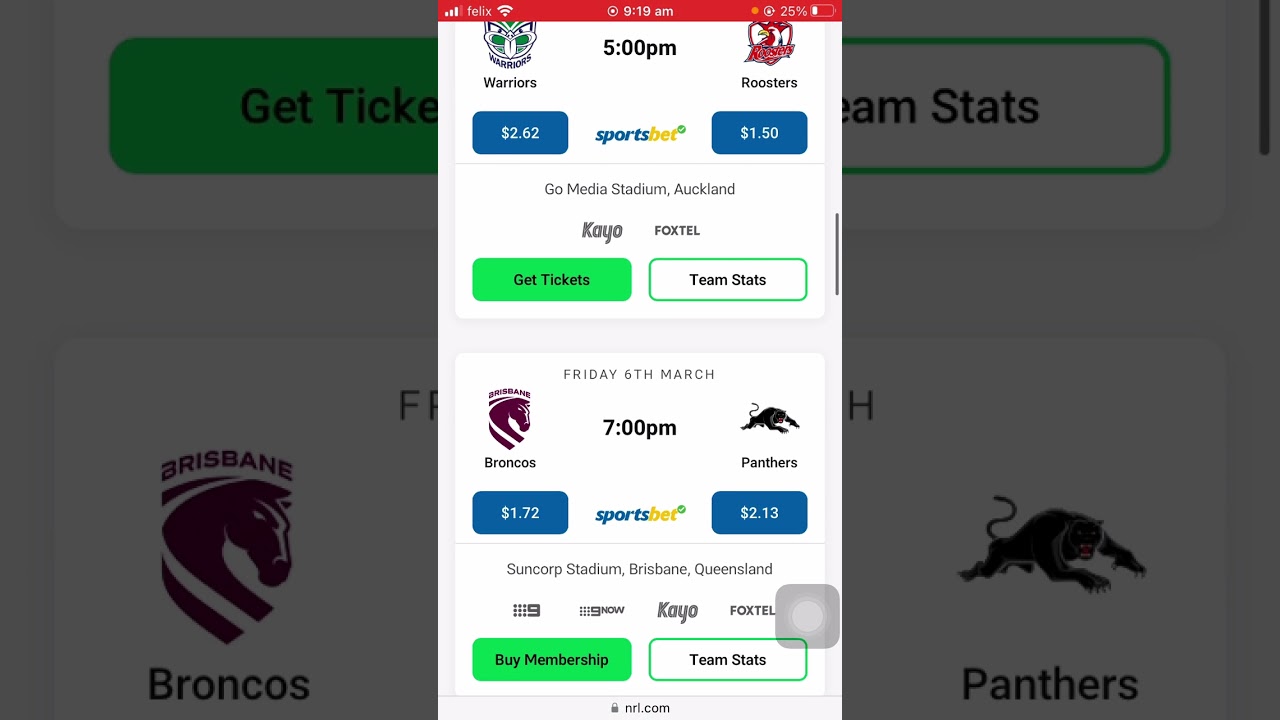 Round 1 tips of the 2026 NRL Season