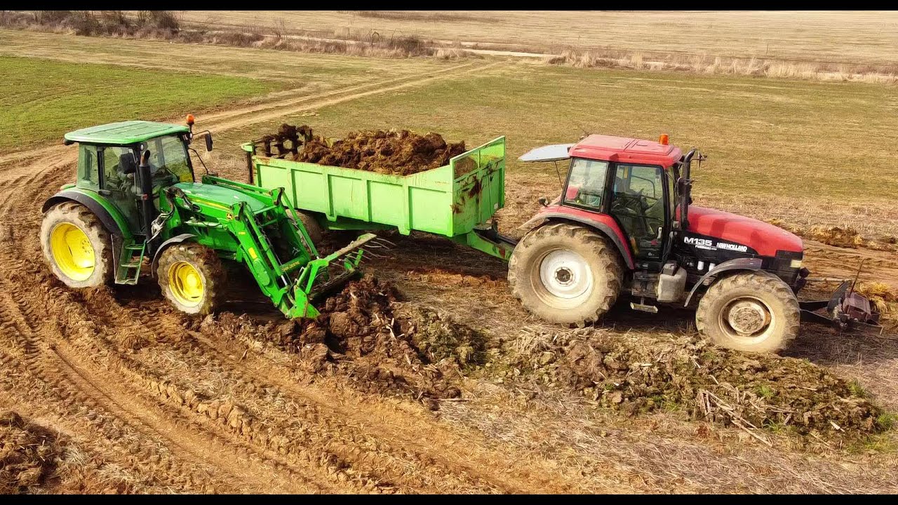 Farming day-Manure spreading-John Deere 6100 MC & New Holland M 135