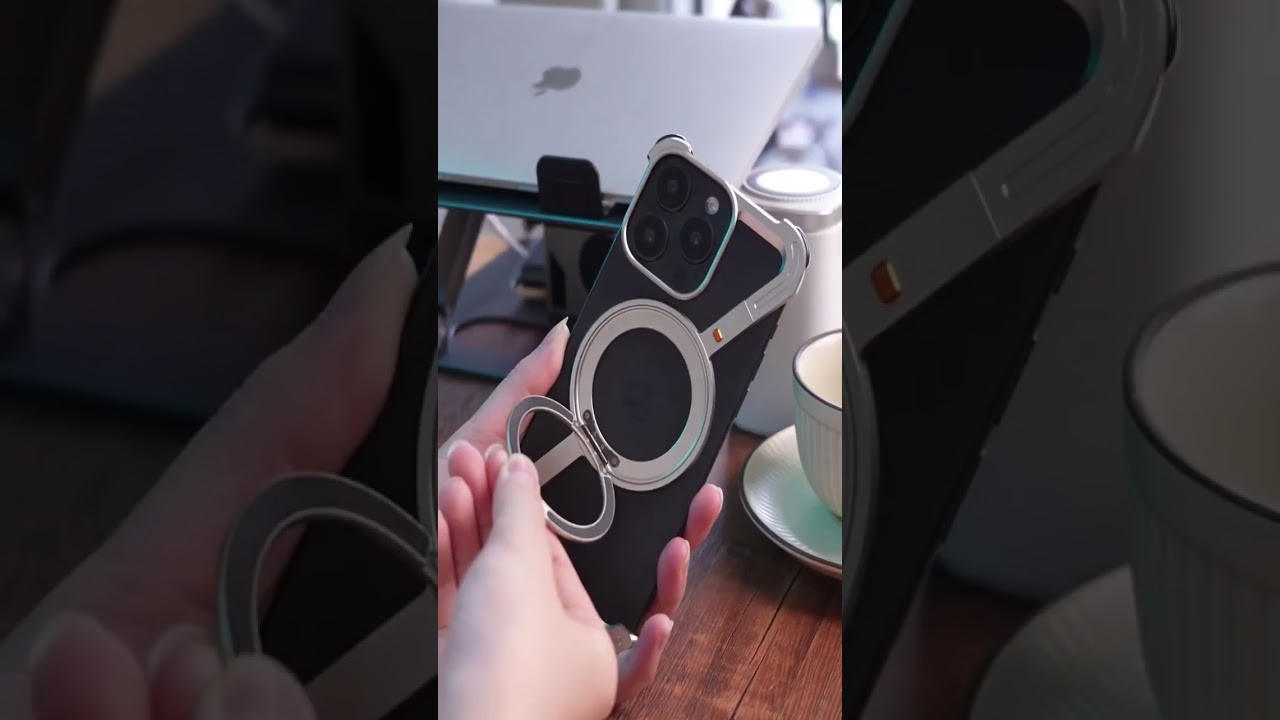 Oatsbasf Z Shape Phone Case for iPhone 16 15 14 Pro Max with Stand 360°Rotatable Magsafe Minimalist