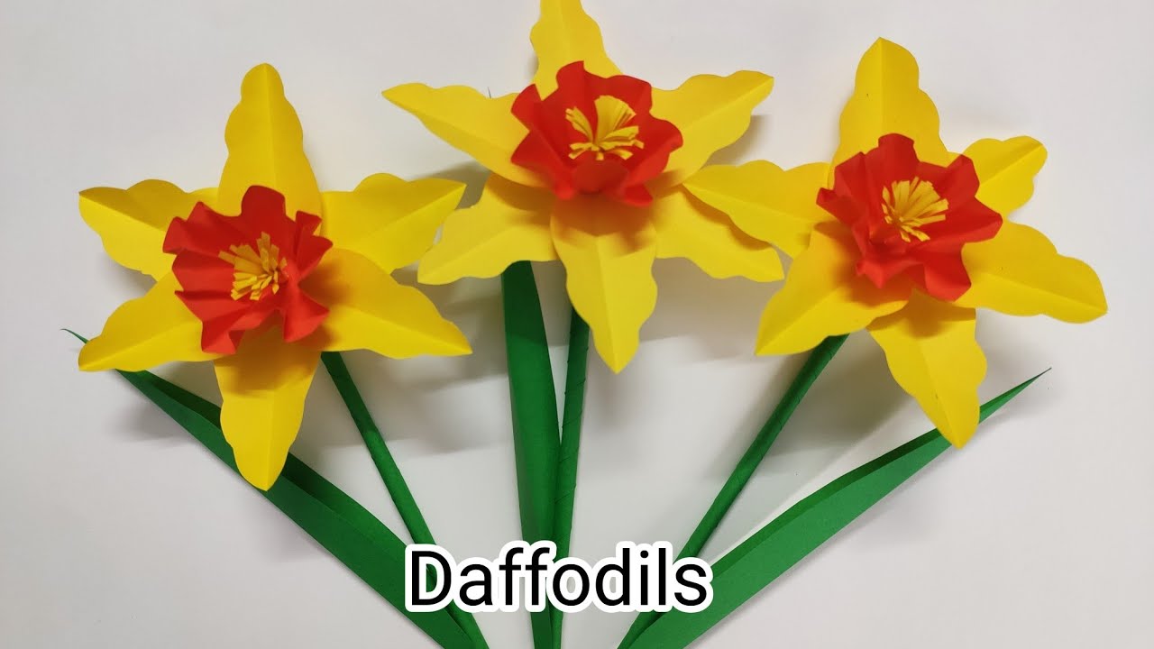 How To Make Daffodil Flowers With Paper ll Easy Daffodil Craft