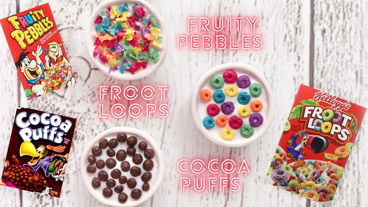 Polymer Clay Breakfast Cereal Tutorial - Froot Loops, Fruity Pebbles and Cocoa Puffs