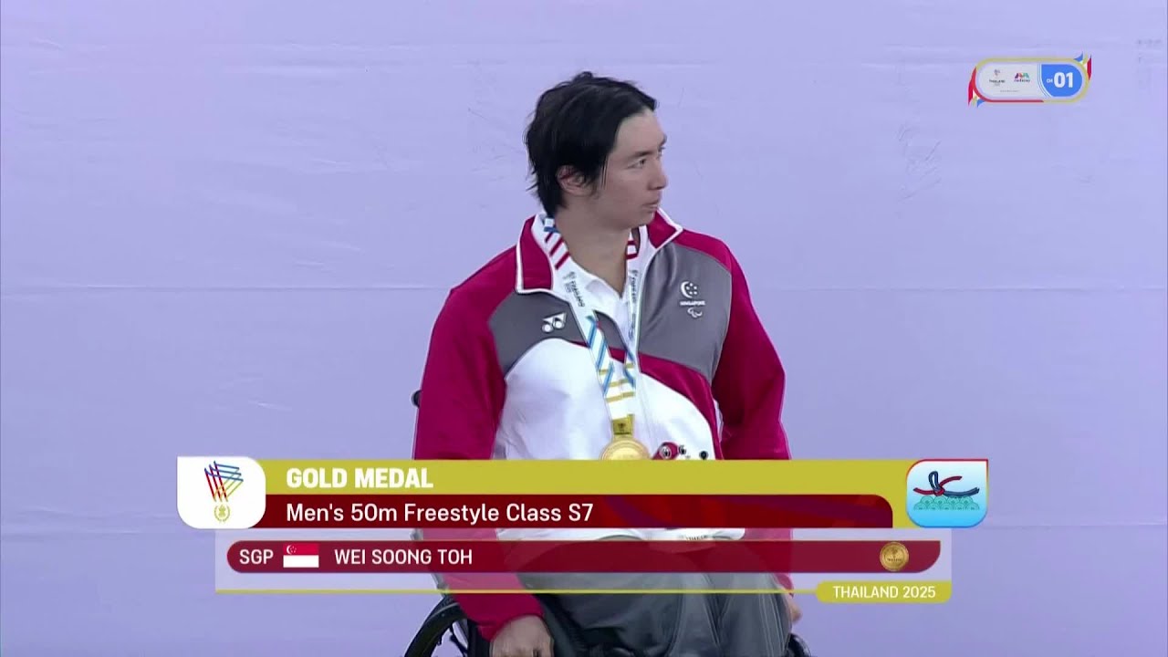 Toh Wei Soong - Para Swimming - Men's 50m Freestyle S7 Final - Gold Medallist