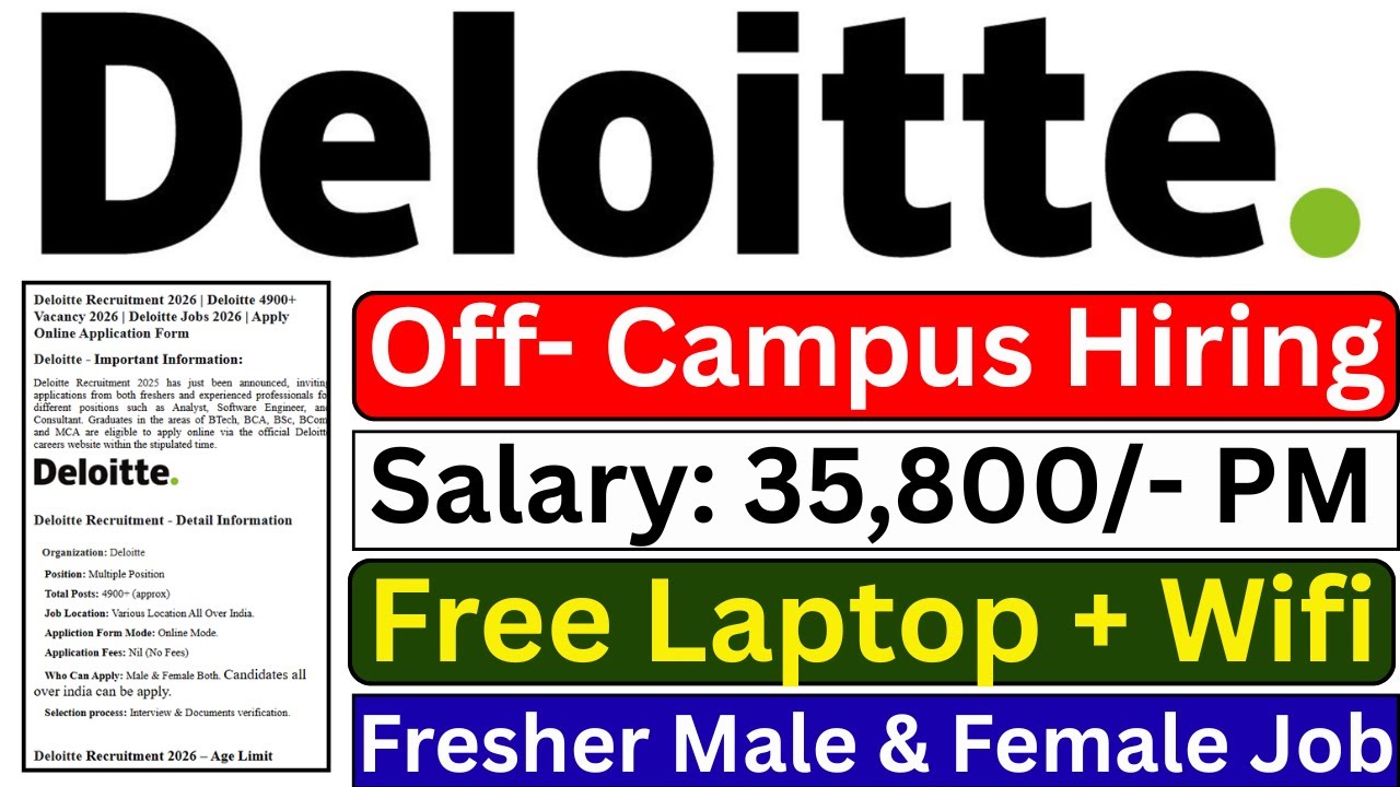 Deloitte Recruitment 2026 | Deloitte Vacancy 2026 | Salary: 4 LPA | Deloitte Jobs 2026 | Fresher Job