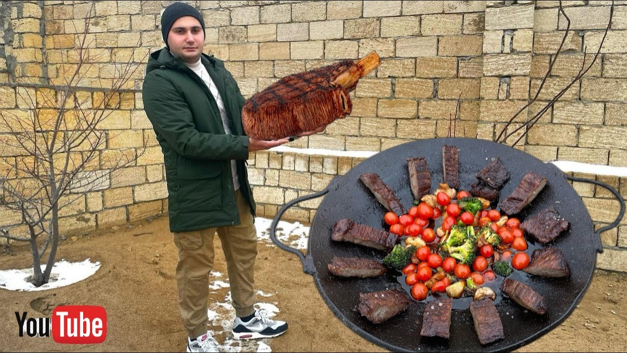 Grilled Steak & Veggies Cooked in Tail Fat – Irresistible Open-Fire Cooking !