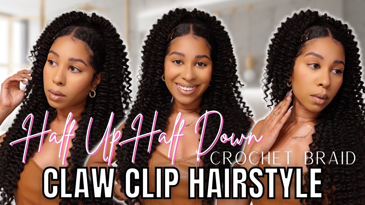 HALF UP HALF DOWN CLAW CLIP CROCHET BRAID STYLE