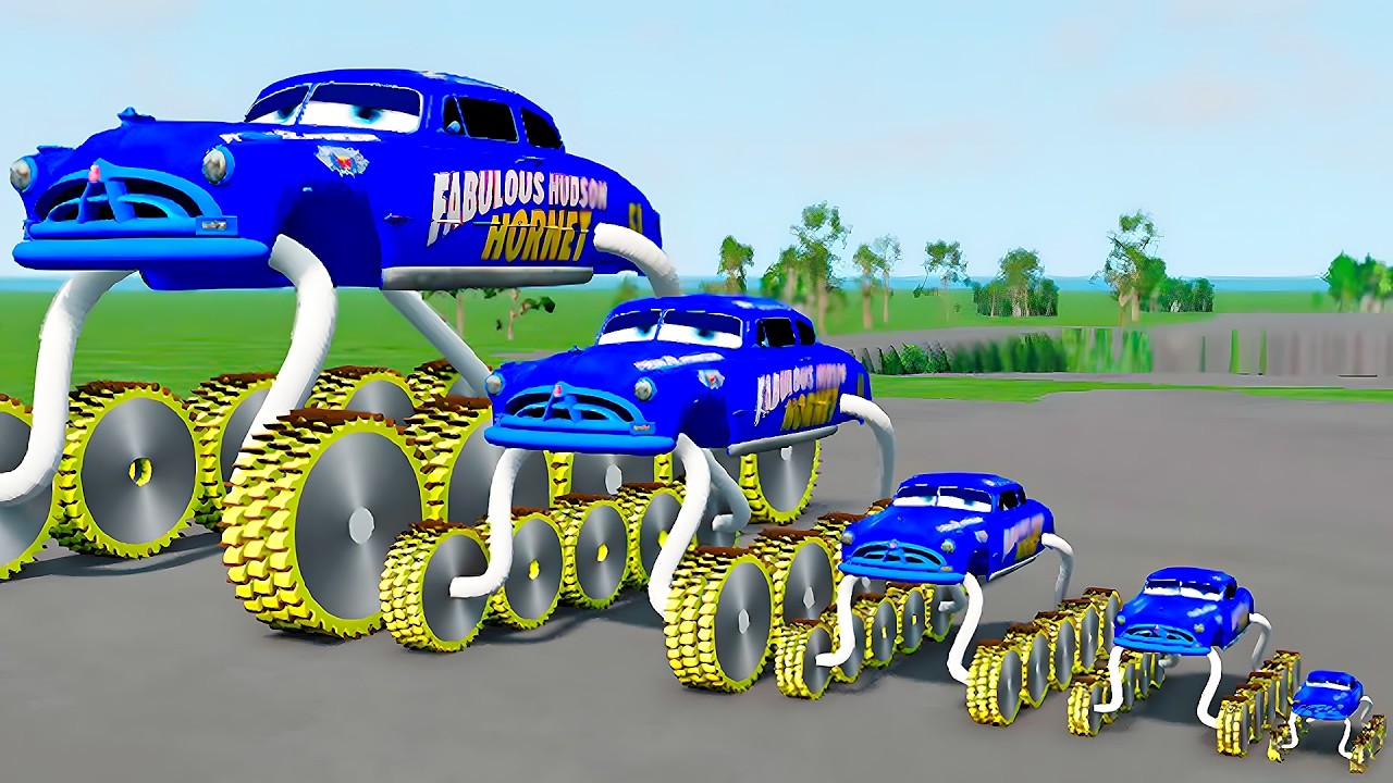 BIG & SMALL DOC HUDSON CARS vs WINDMILL - BeamNG.drive Extreme Crash Challenge #25