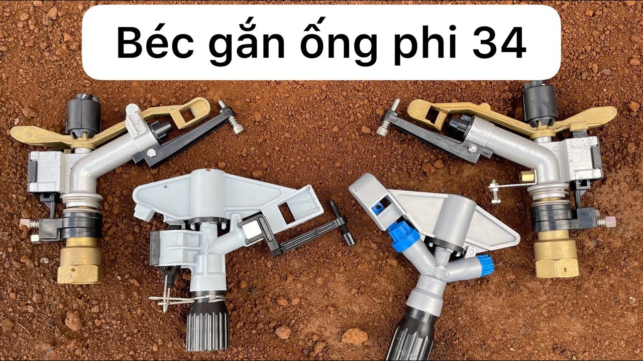 Béc tưới gắn ống ren 34 xoay tròn - chỉnh góc - nhựa - đồng chuyên tưới phun mưa bán kính 12m-18m