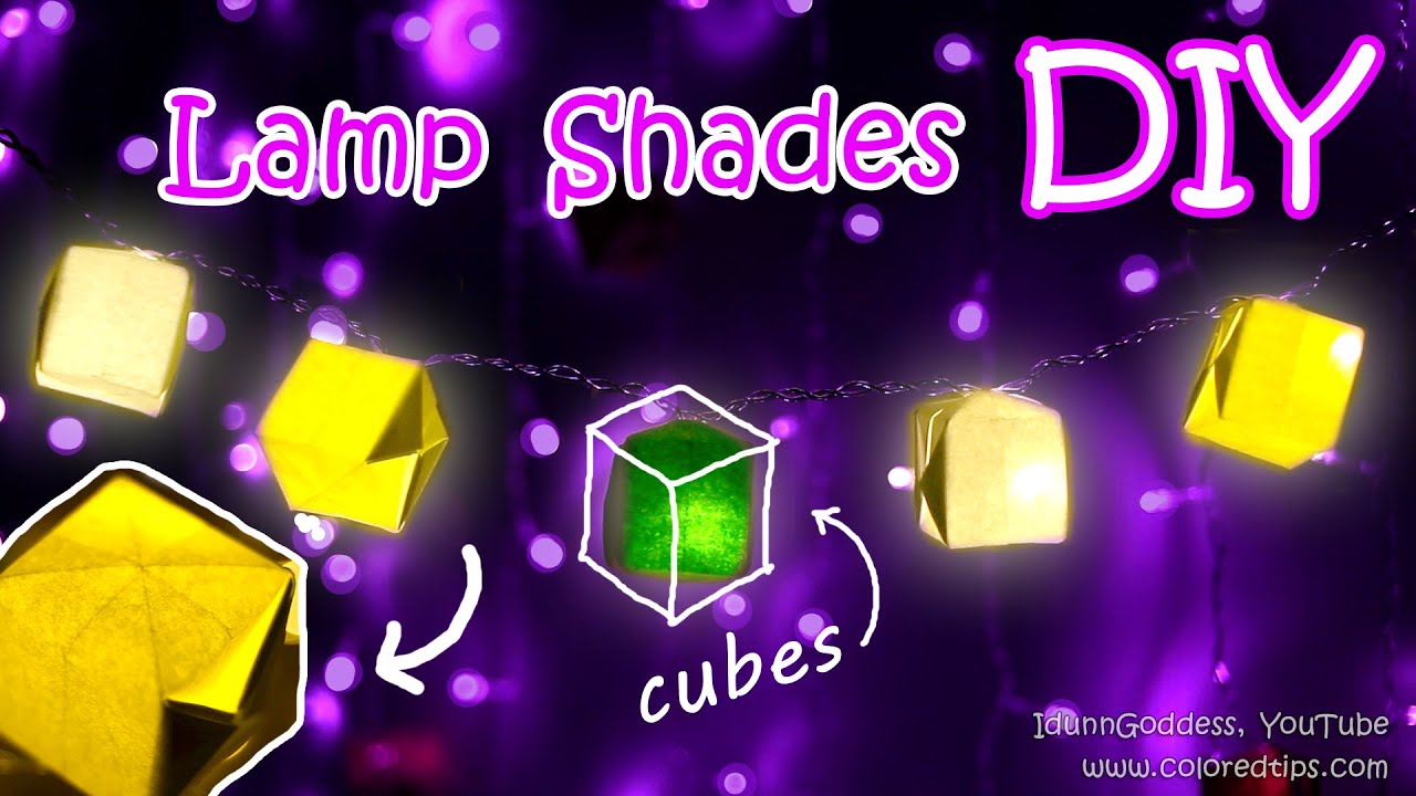 DIY Paper Lamp Shades For String Lights - How To Make Origami Cubes Lamp Shades
