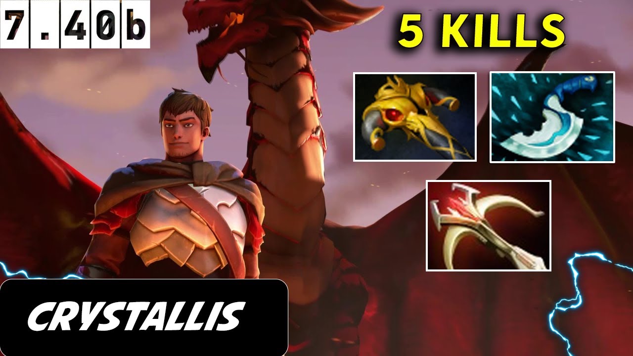 Crystallis Dragon Knight Safelane 5 Kills - Dota 2 Patch 7.40b Pro player Full Gameplay
