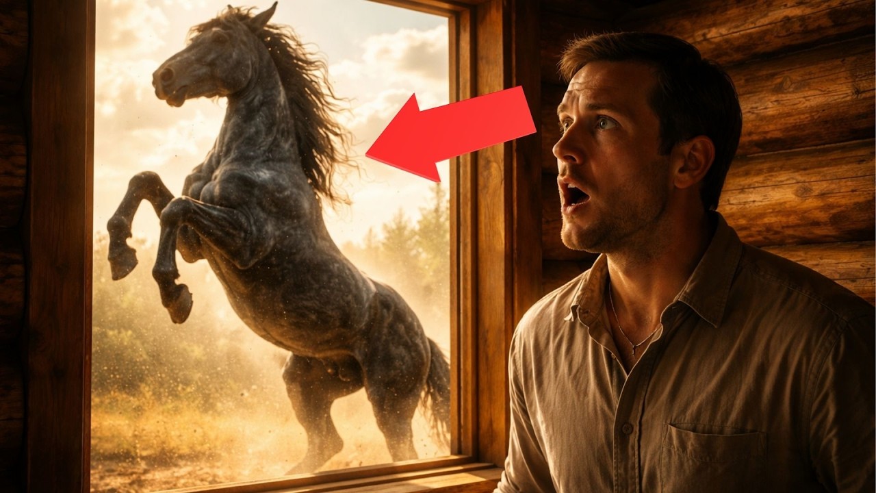 Un caballo Mustang aparece en la puerta de un veterano: lo que lleva es impactante.#historia#caballo