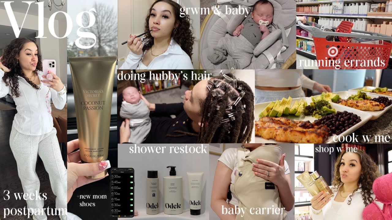Postpartum VLOG: baby carrier +shower restock +tjmaxx haul +Dubai chocolate +grwm & baby +etc.