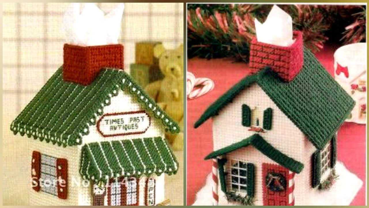 Beautiful and creative plastic canvas cross stitches tissue box design