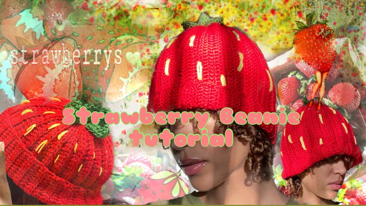 Crochet Strawberry Beanie tutorial