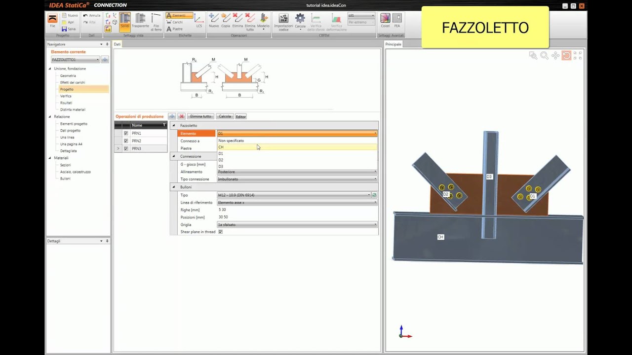11. FAZZOLETTO. IDEA Connection, Tutorial. Operazioni di produzione.