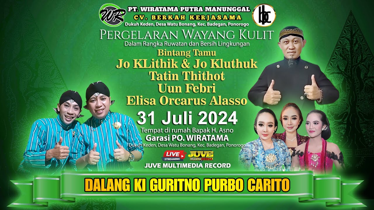 🔴 LIVE STREAMING WAYANG KULIT KI GURITNO PURBO CARITO Feat Elisa Orcarus, Tatin, Uun, dan DUO JO