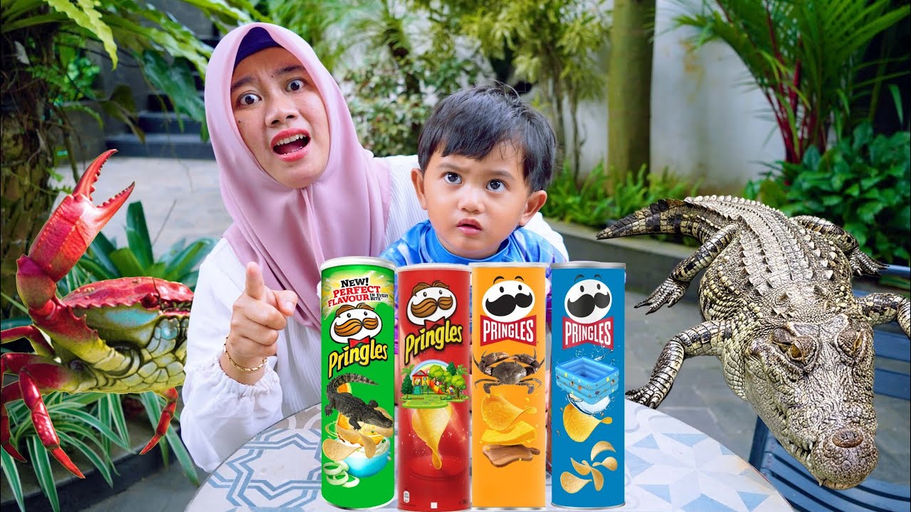 MAKAN PRINGLES KARAKTER BUAYA DAN KEPITING🐊 SAMPAI NYEBUR KALI 