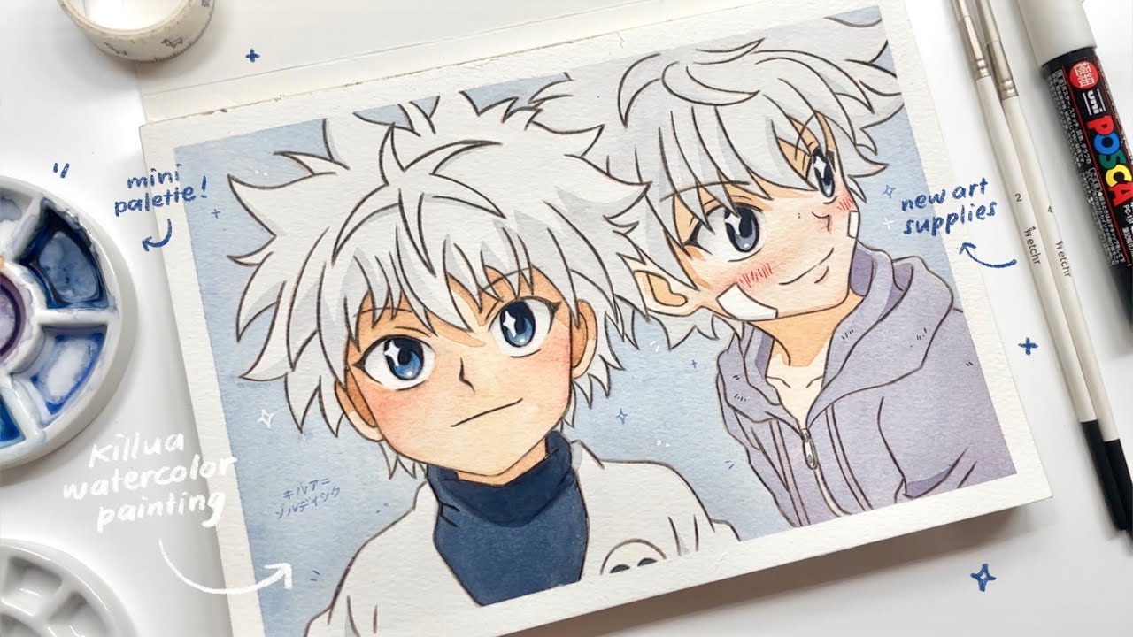 killua watercolor painting 🎨🖇✨ ft. etchr