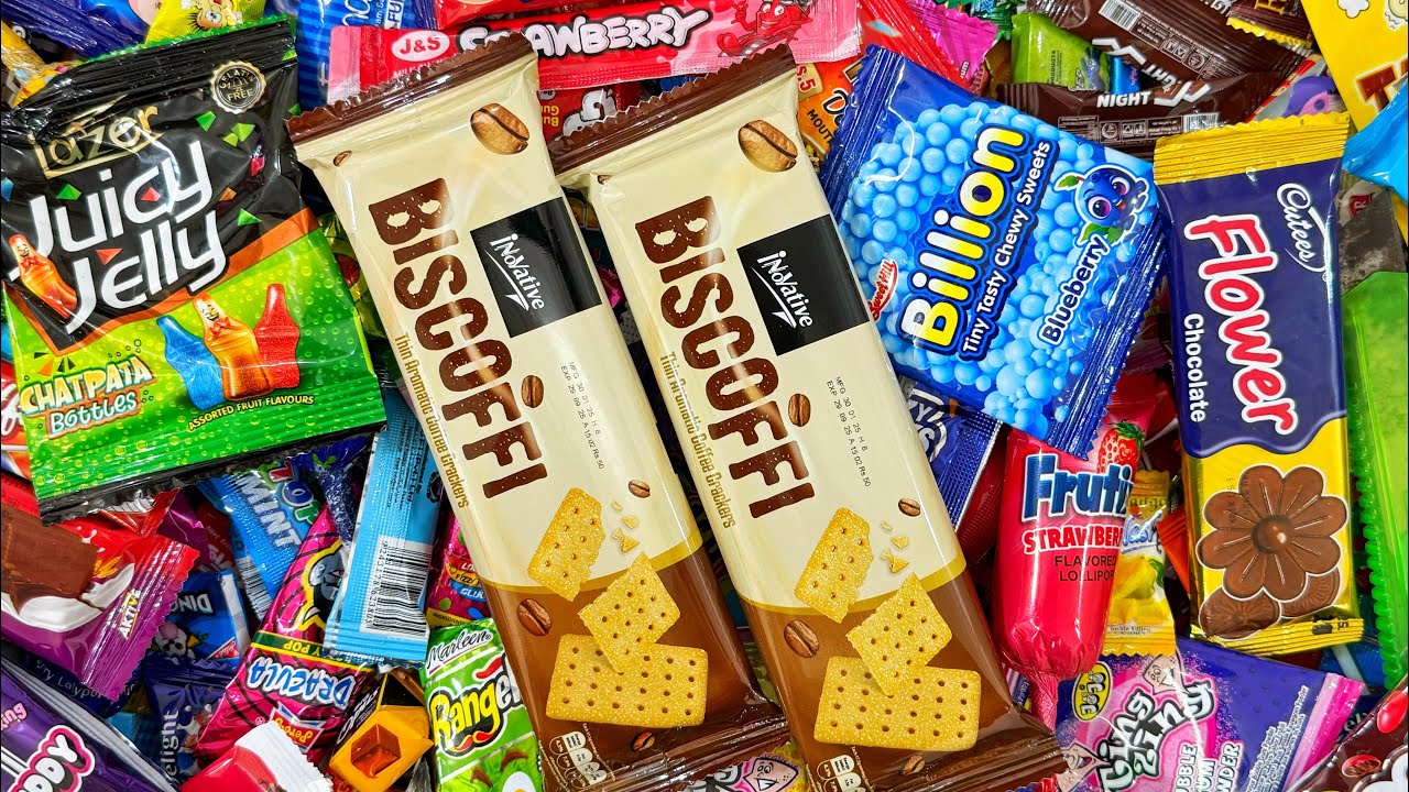 Yummy Biscoffi crackers | Cute Rainbow Surprise Candies, chocolates & lollipops unpacking | ASMR